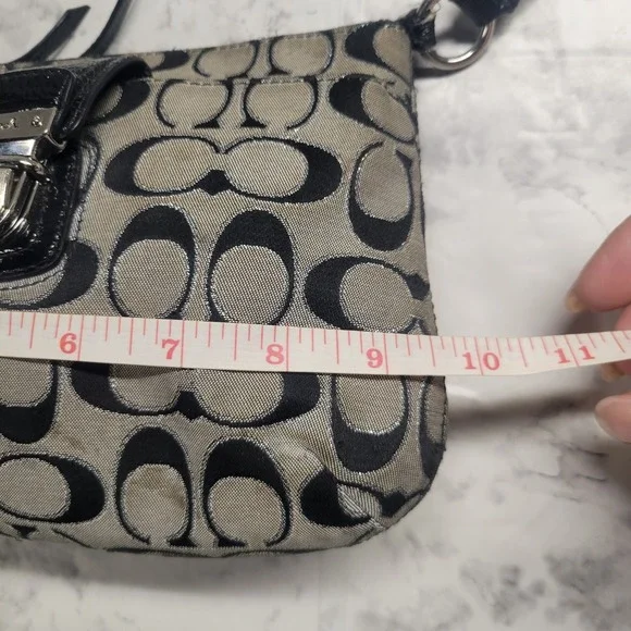 Coach Crossbody Monogram Black Gray Poppy Signature Purse - Picture 7 of 10